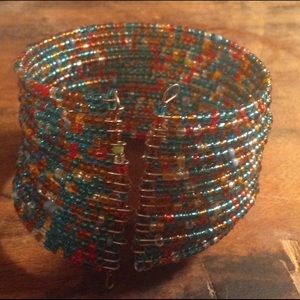 Hand-beaded wrist cuff